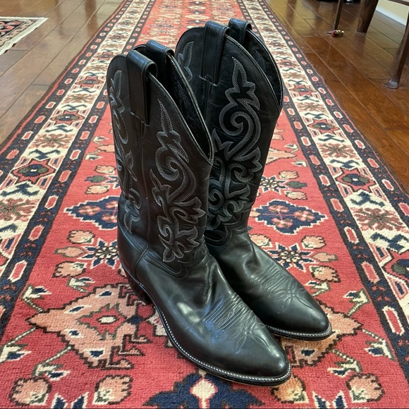 Justin Black Leather Boots - Picture 2 of 9